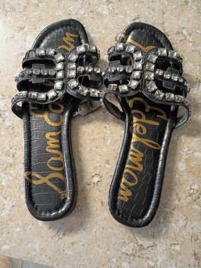 Sam Edelman Black Jeweled Slide Sandals